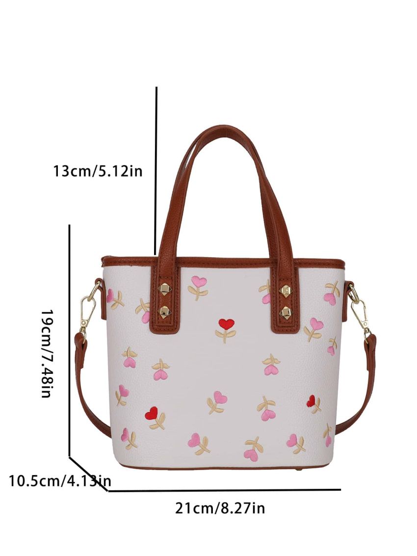Floral Embroidery Bucket Bag