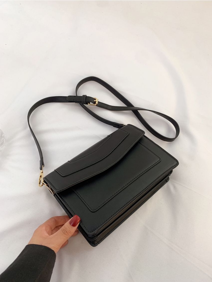 Stitch Detail Flap Square Bag