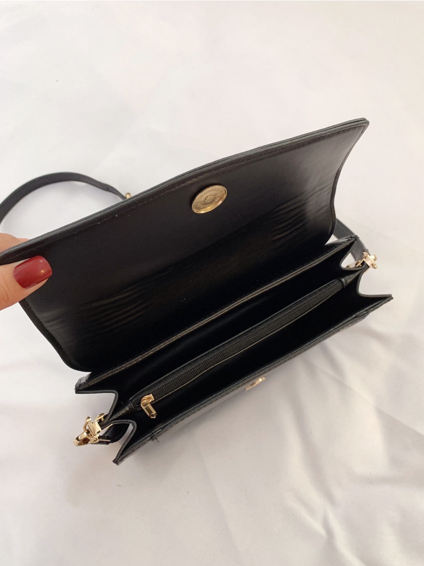 Stitch Detail Flap Square Bag