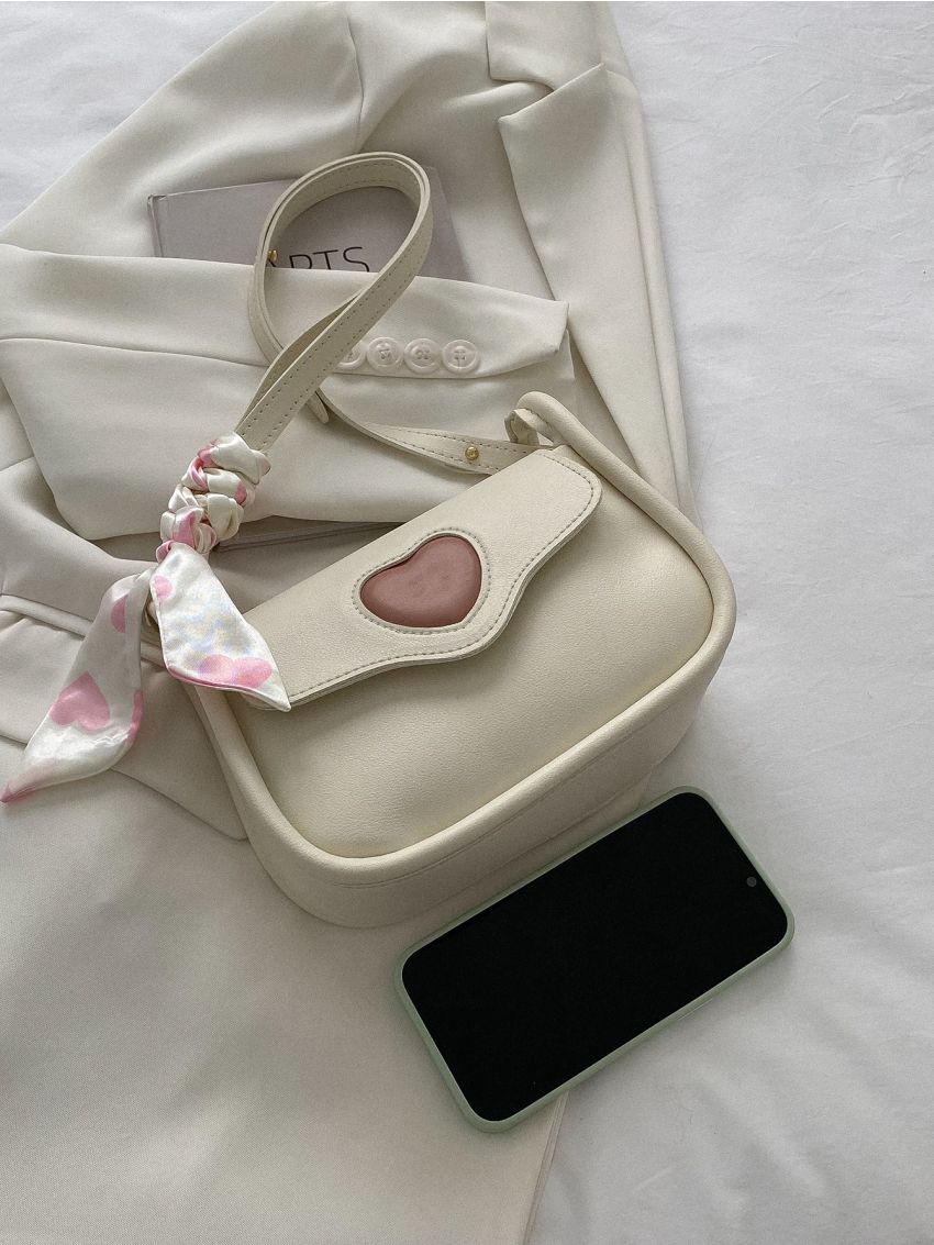 Mini Heart Pattern Twilly Scarf Decor Square Bag