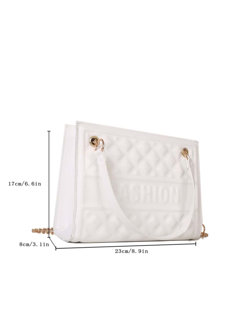 Letter Graphic Embossed Detail Square Bag