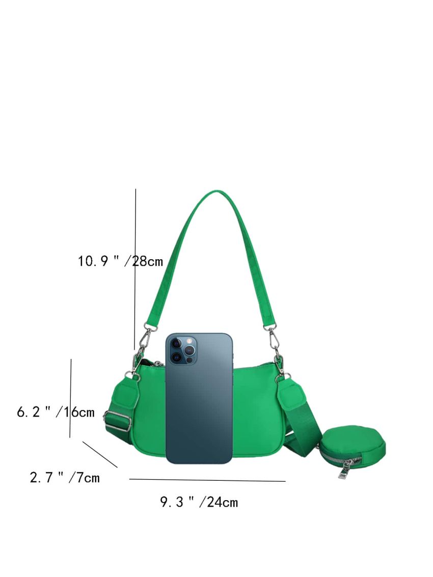 Neon Green Square Bag With Coin Purse