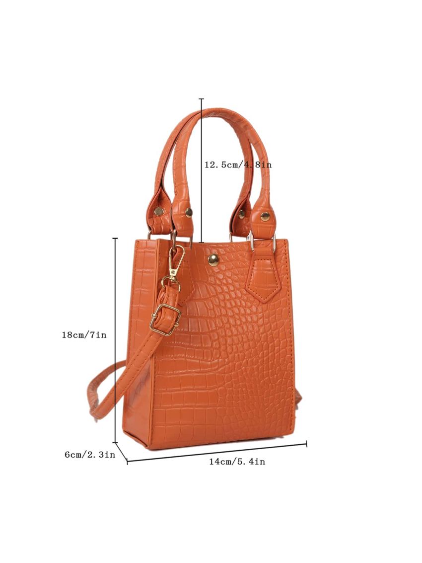 Mini Crocodile Embossed Square Bag
