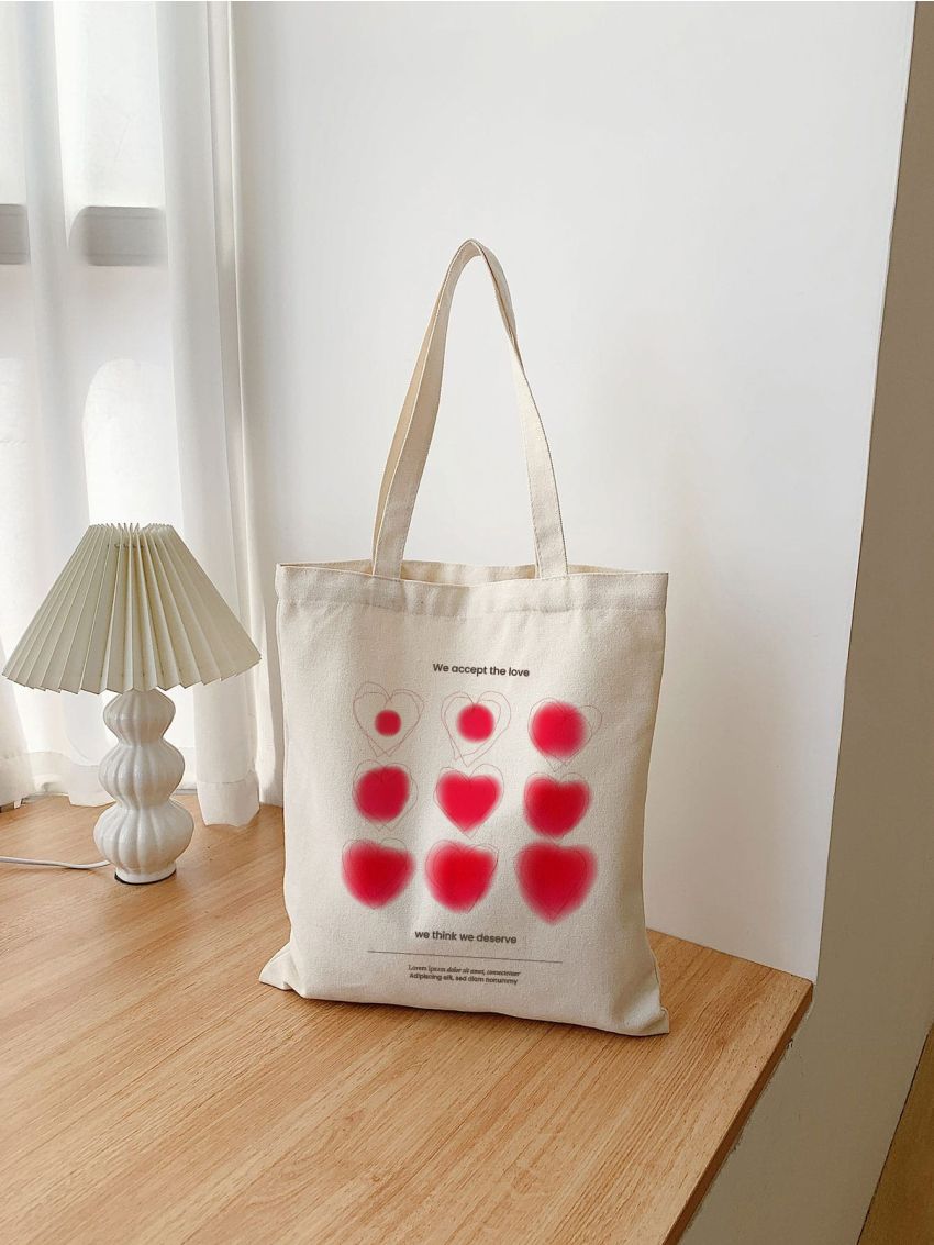 Heart & Letter Graphic Shopper Bag