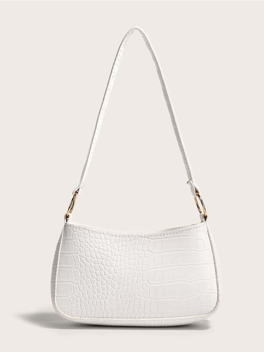 Mini Croc Embossed Baguette Bag