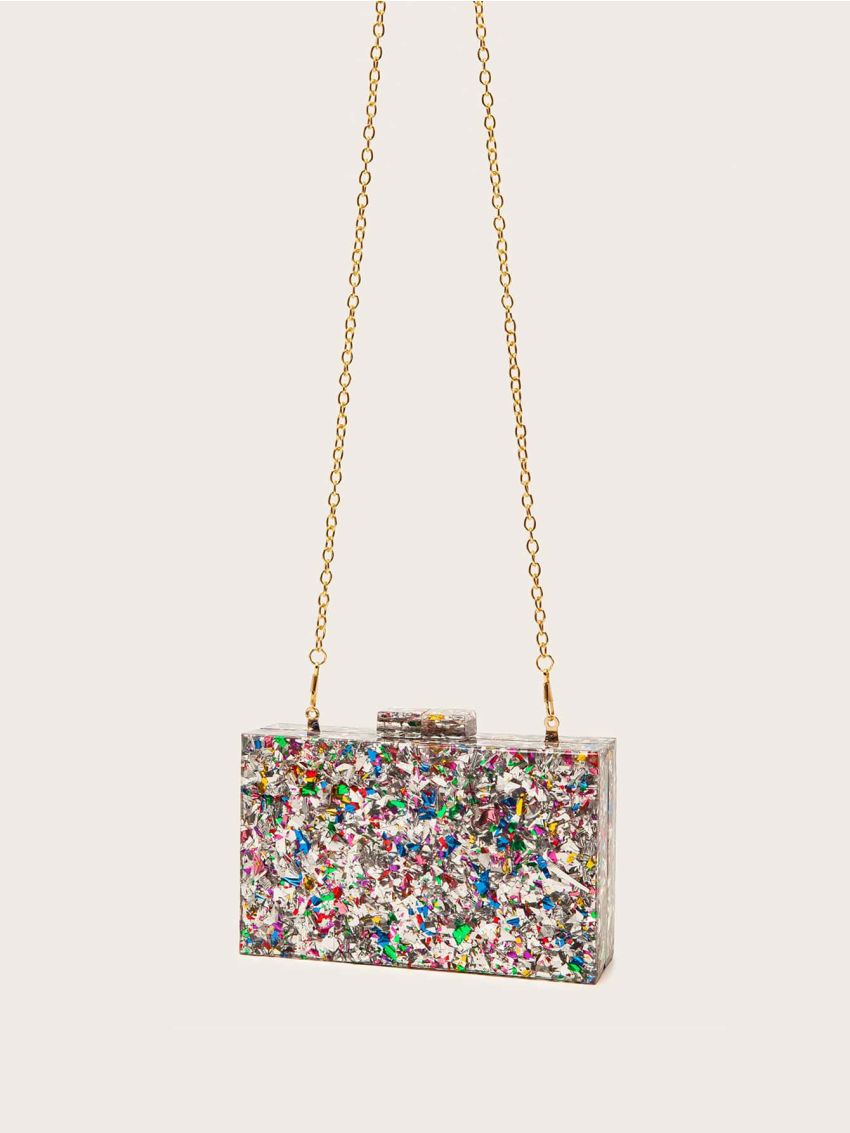 Mini Sequin Decor Chain Box Bag