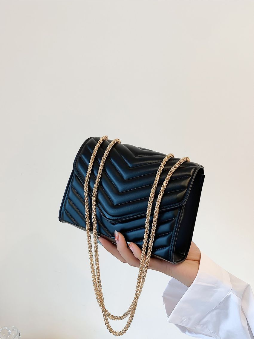 Mini Chevron Chain Flap Square Bag