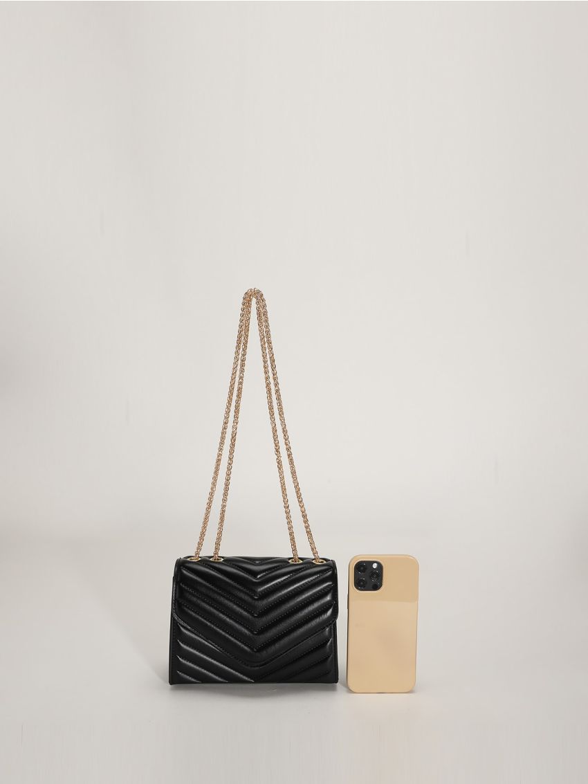 Mini Chevron Chain Flap Square Bag
