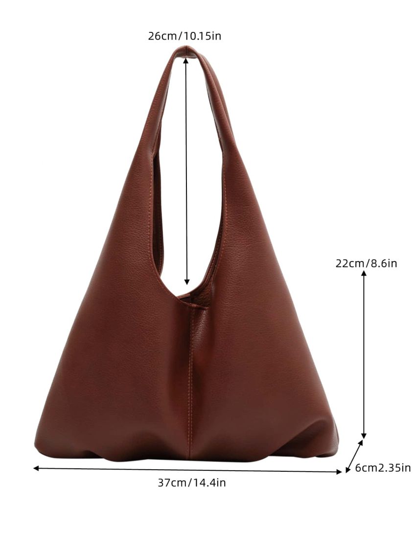 Litchi Embossed Shoulder Tote Bag With Inner Pouch