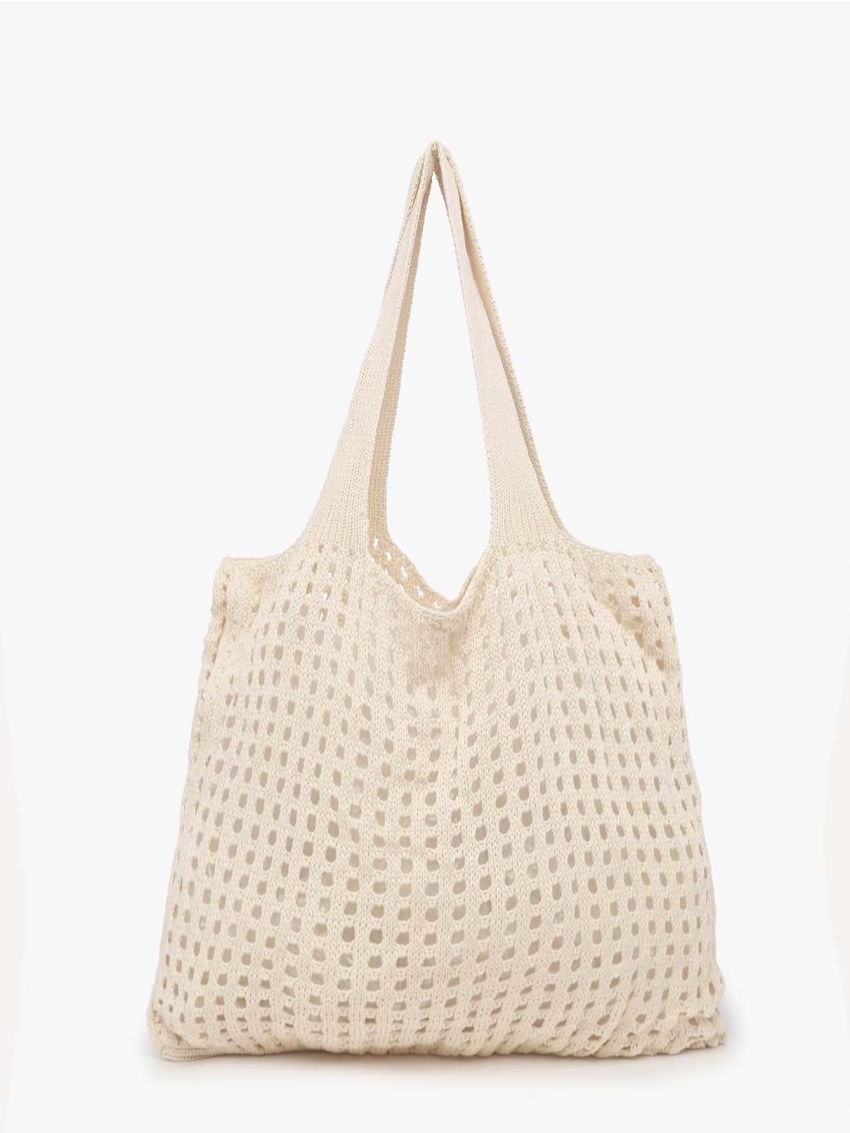 Minimalist Green Crochet Bag Hollow Out For Shopping