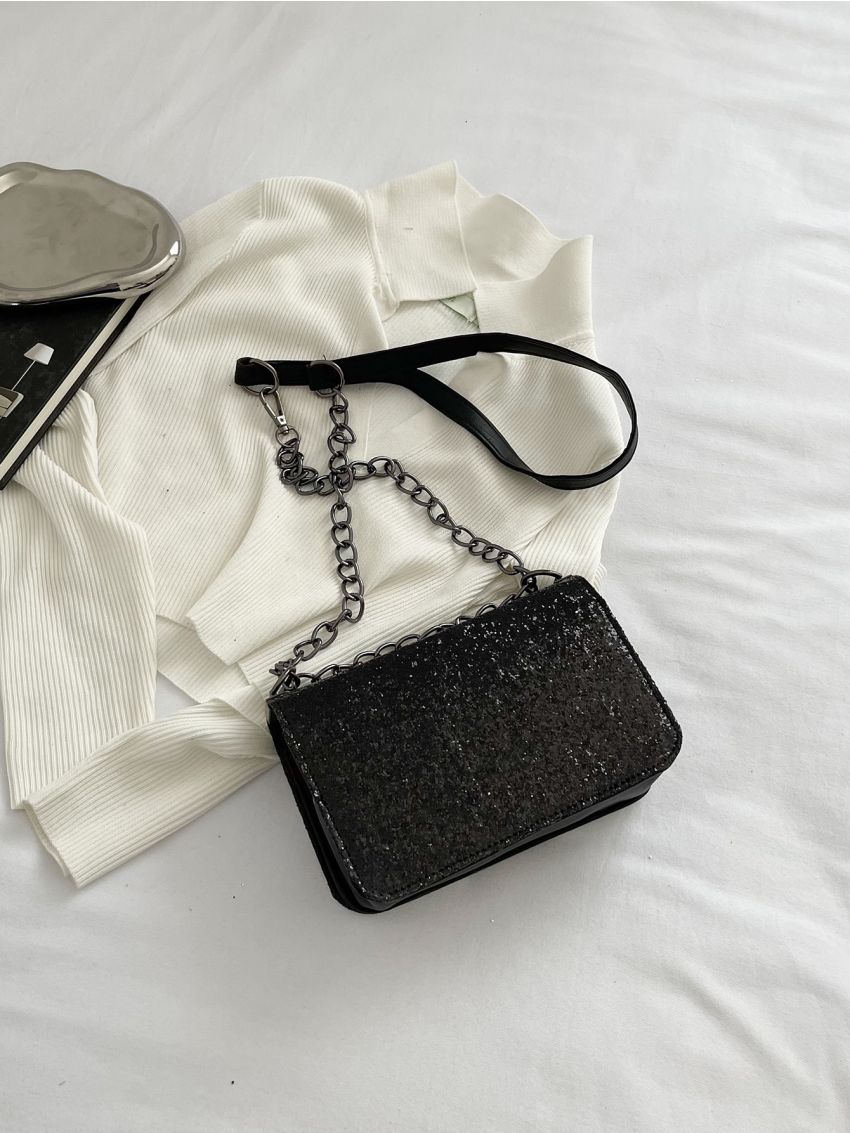 Small Square Bag Glamorous Chain Flap For Party