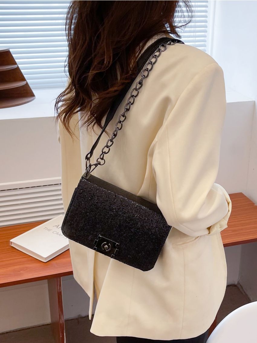Small Square Bag Glamorous Chain Flap For Party