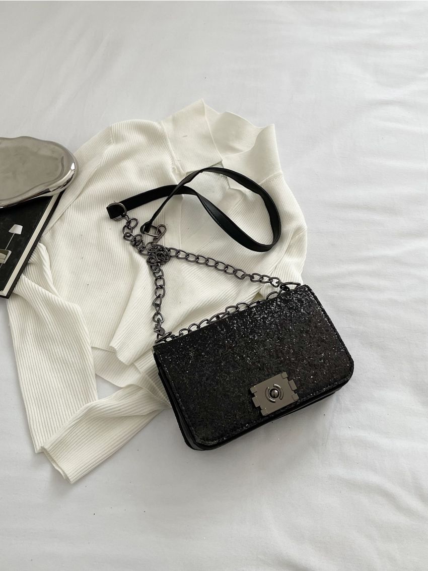 Small Square Bag Glamorous Chain Flap For Party