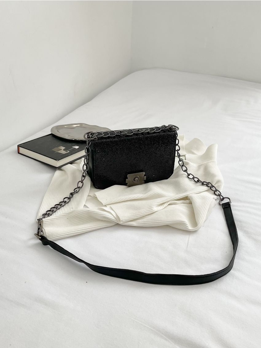 Small Square Bag Glamorous Chain Flap For Party