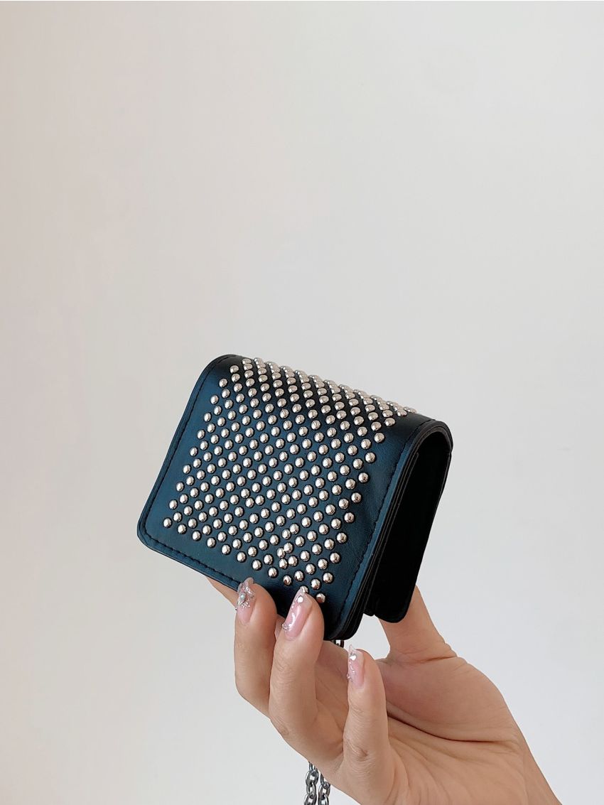 Mini Studded Decor Flap Chain Square Bag