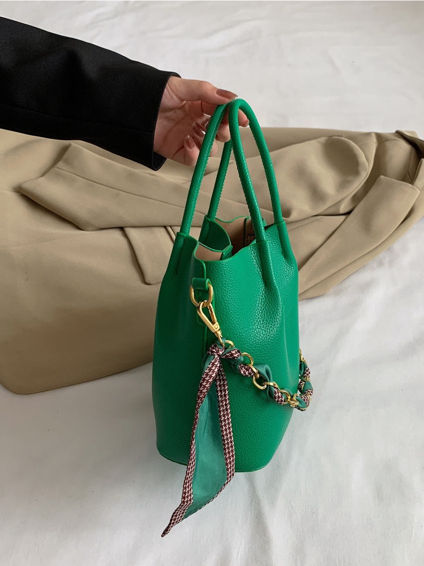 Minimalist Twilly Scarf Decor Bucket Bag