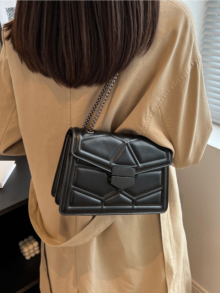 Quilted Flap Chain Square Bag