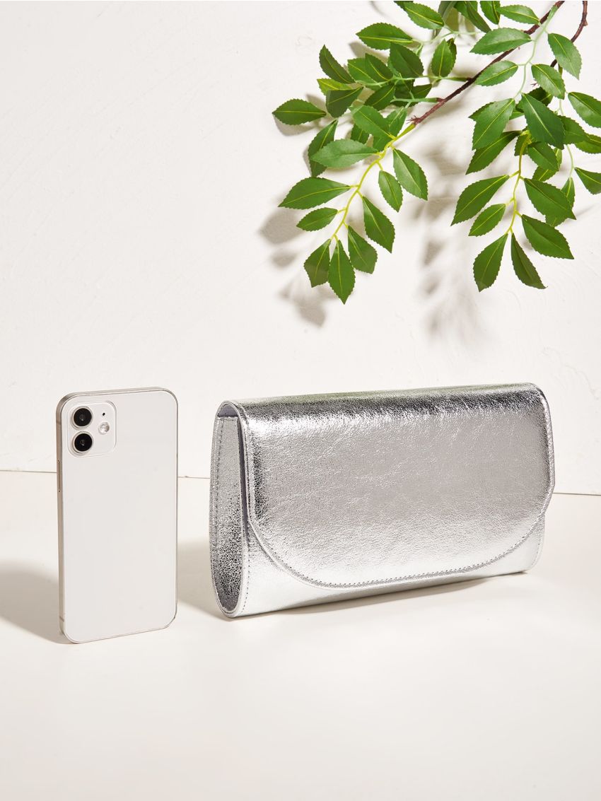 Metallic Flap Chain Square Bag