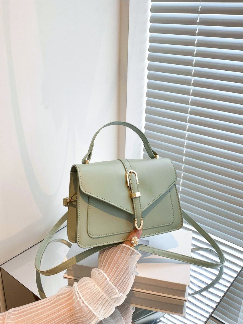 Minimalist Buckle Decor Flap Square Bag