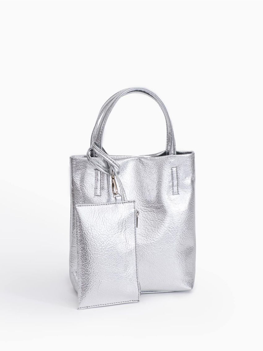 Mini Metallic Double Handle Square Bag With Coin Purse