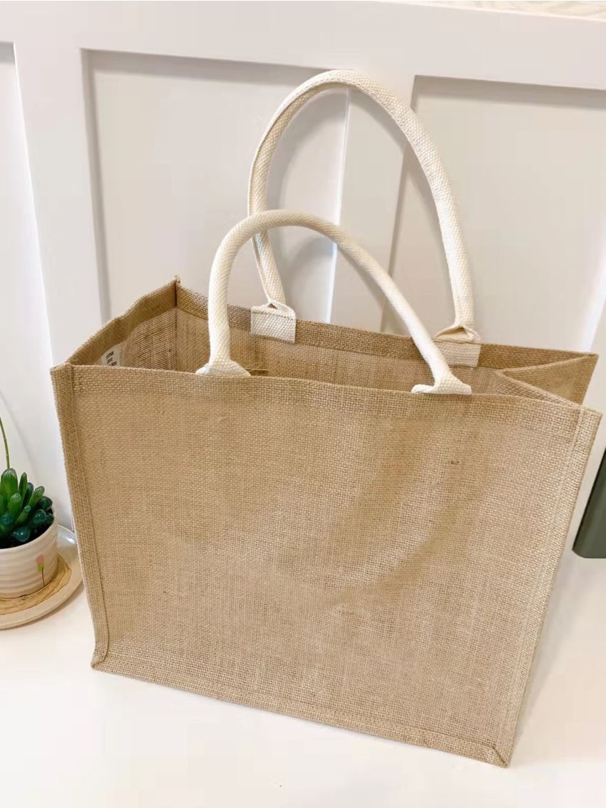 Figure & Letter Graphic Top Handle Bag