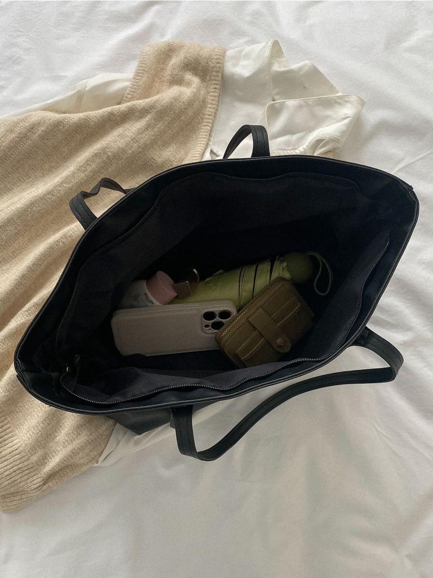 Snakeskin Embossed Shoulder Tote Bag