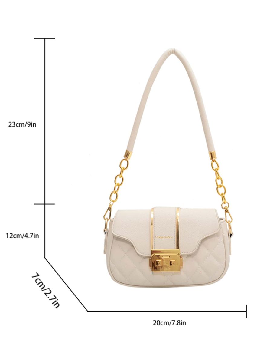 Mini Quilted Push Lock Chain Decor Flap Square Bag