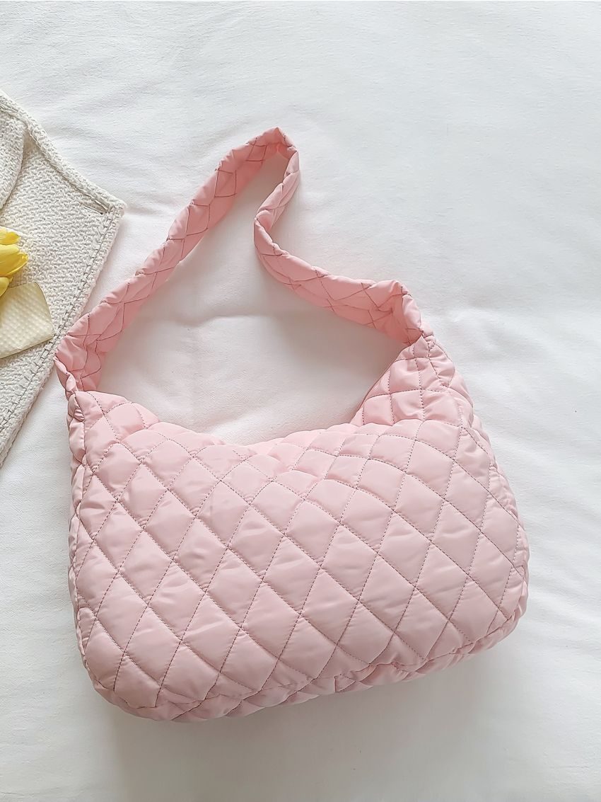 Argyle Quilted Hobo Bag