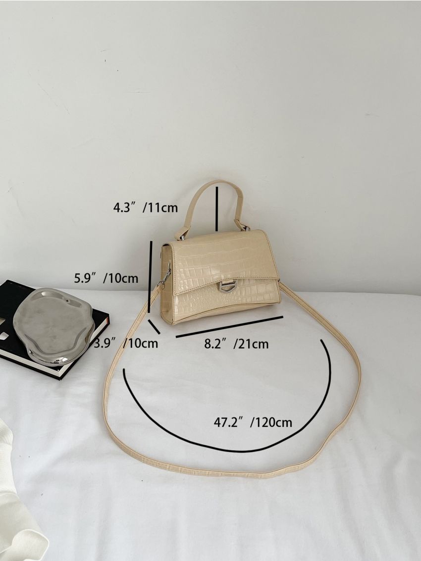 Crocodile Embossed Flap Square Bag