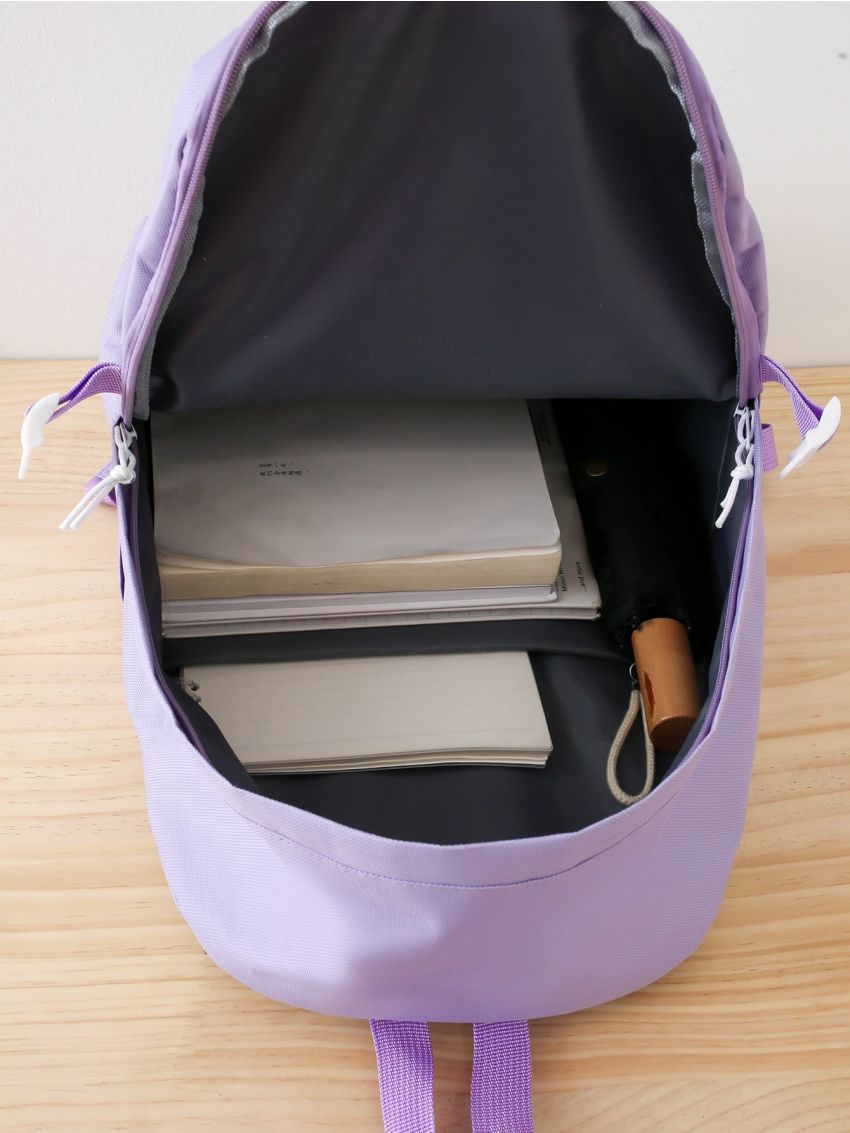 5pcs Colorblock Letter & Lace Up Decor Backpack Set