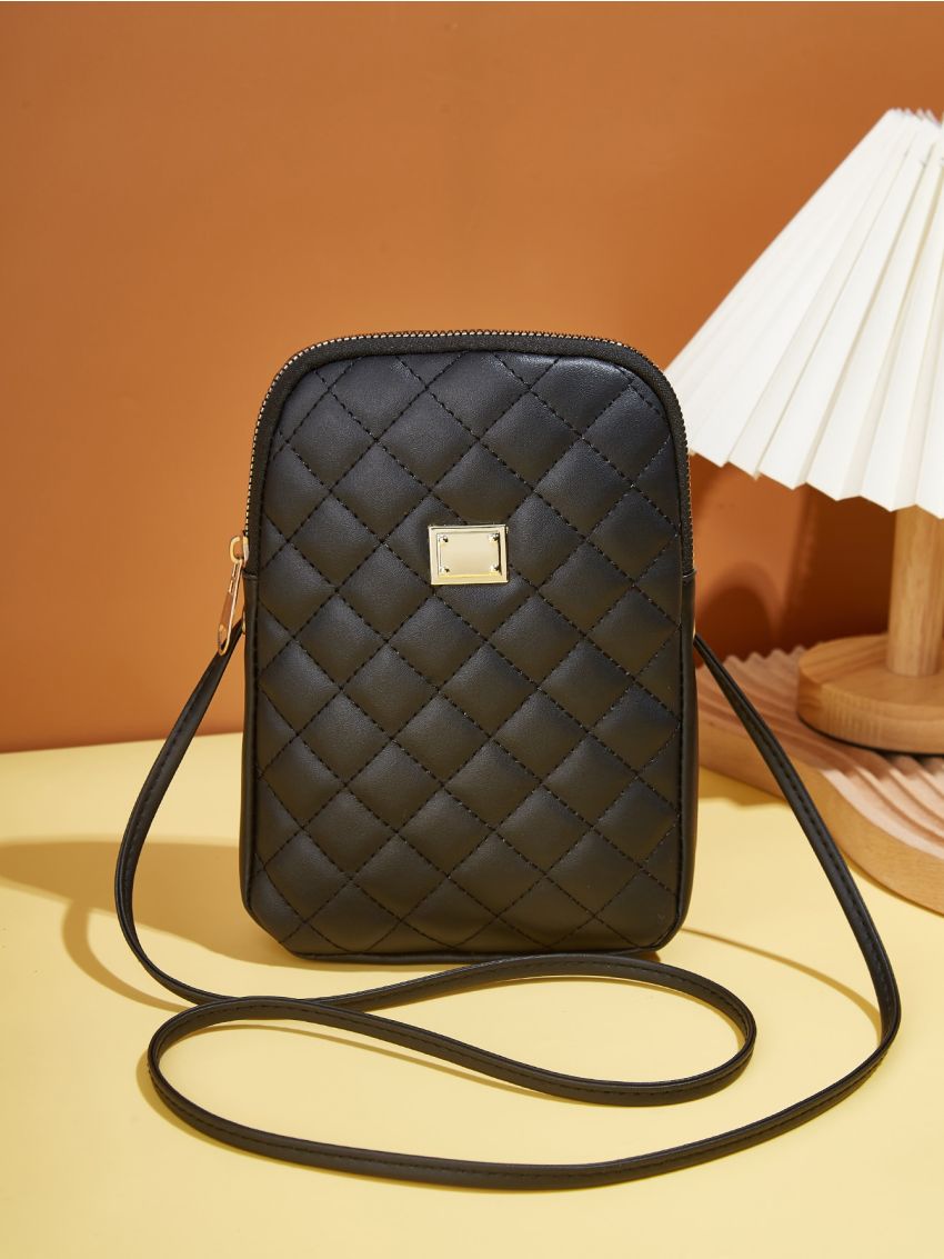 Quilted Metal Decor Phone Wallet