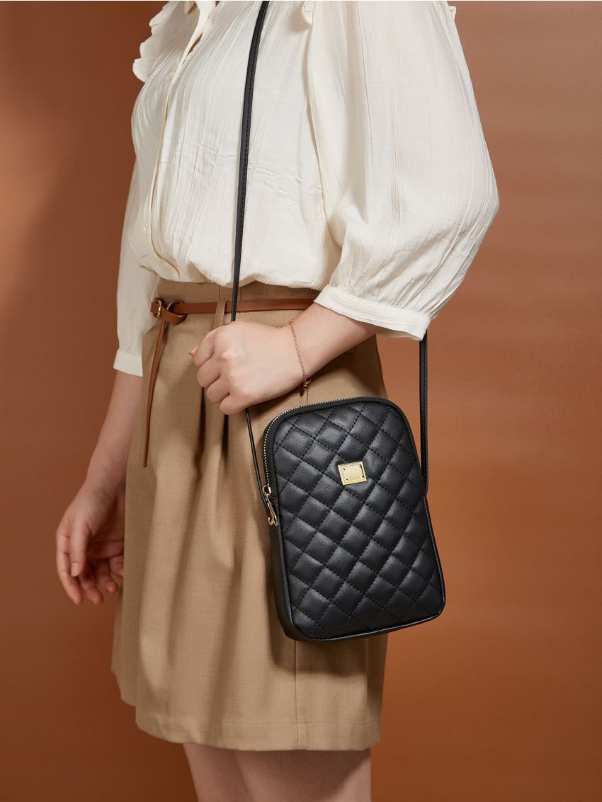 Quilted Metal Decor Phone Wallet