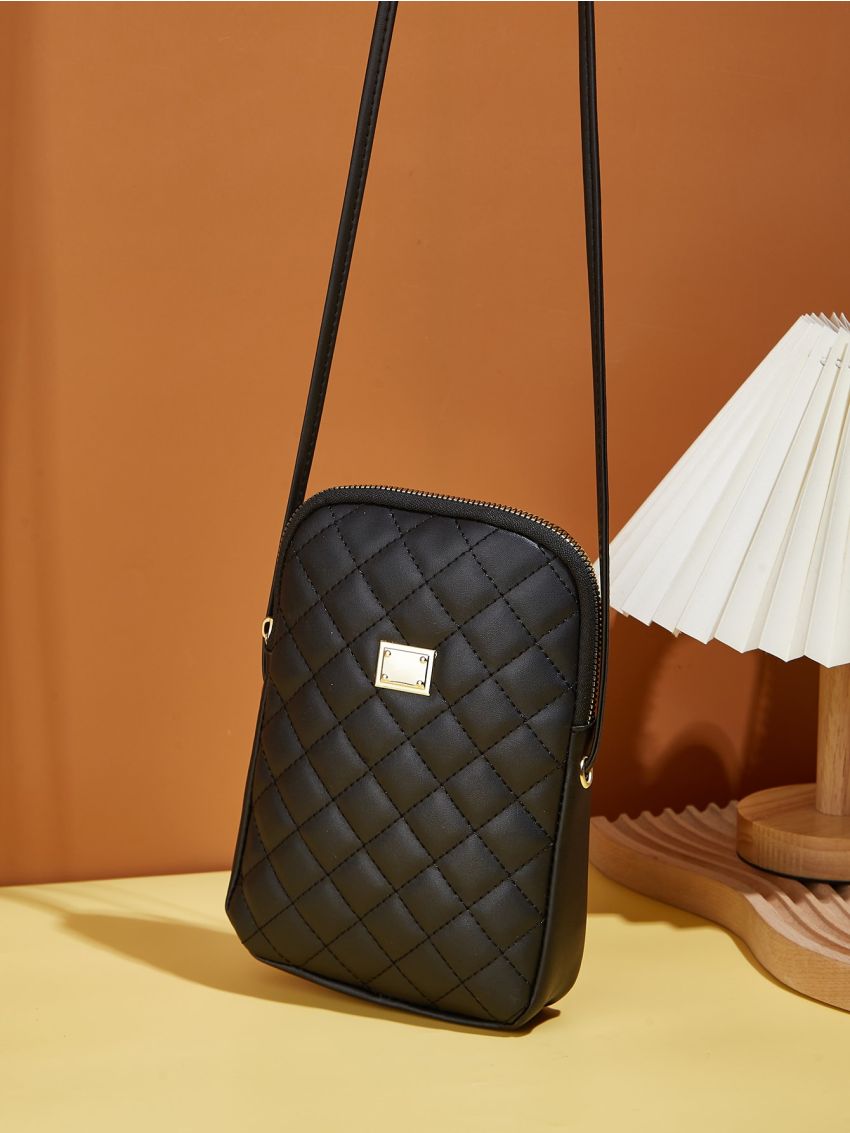 Quilted Metal Decor Phone Wallet