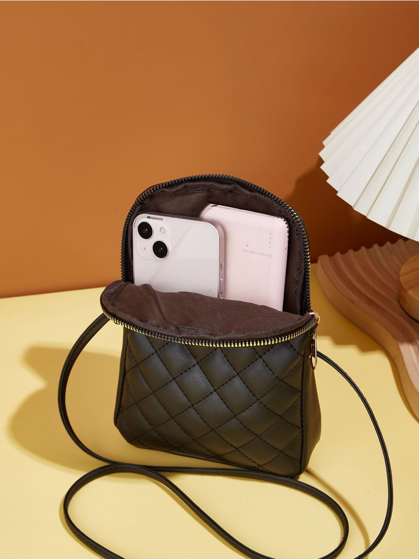 Quilted Metal Decor Phone Wallet