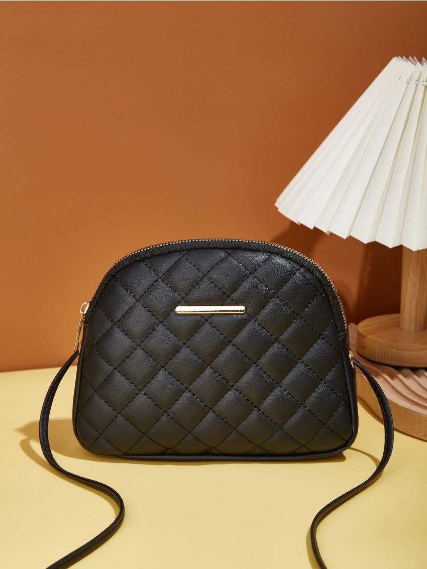 Quilted Detail Metal Decor Dome Bag