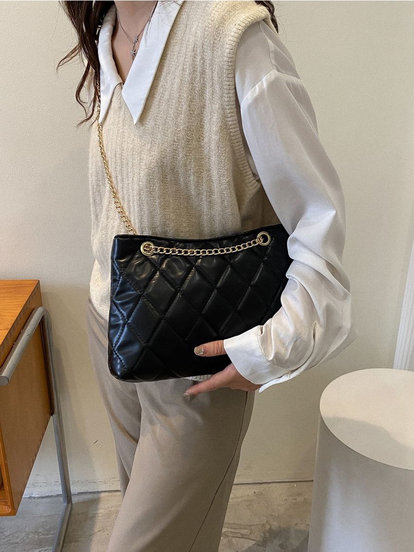 Quilted Chain Square Bag