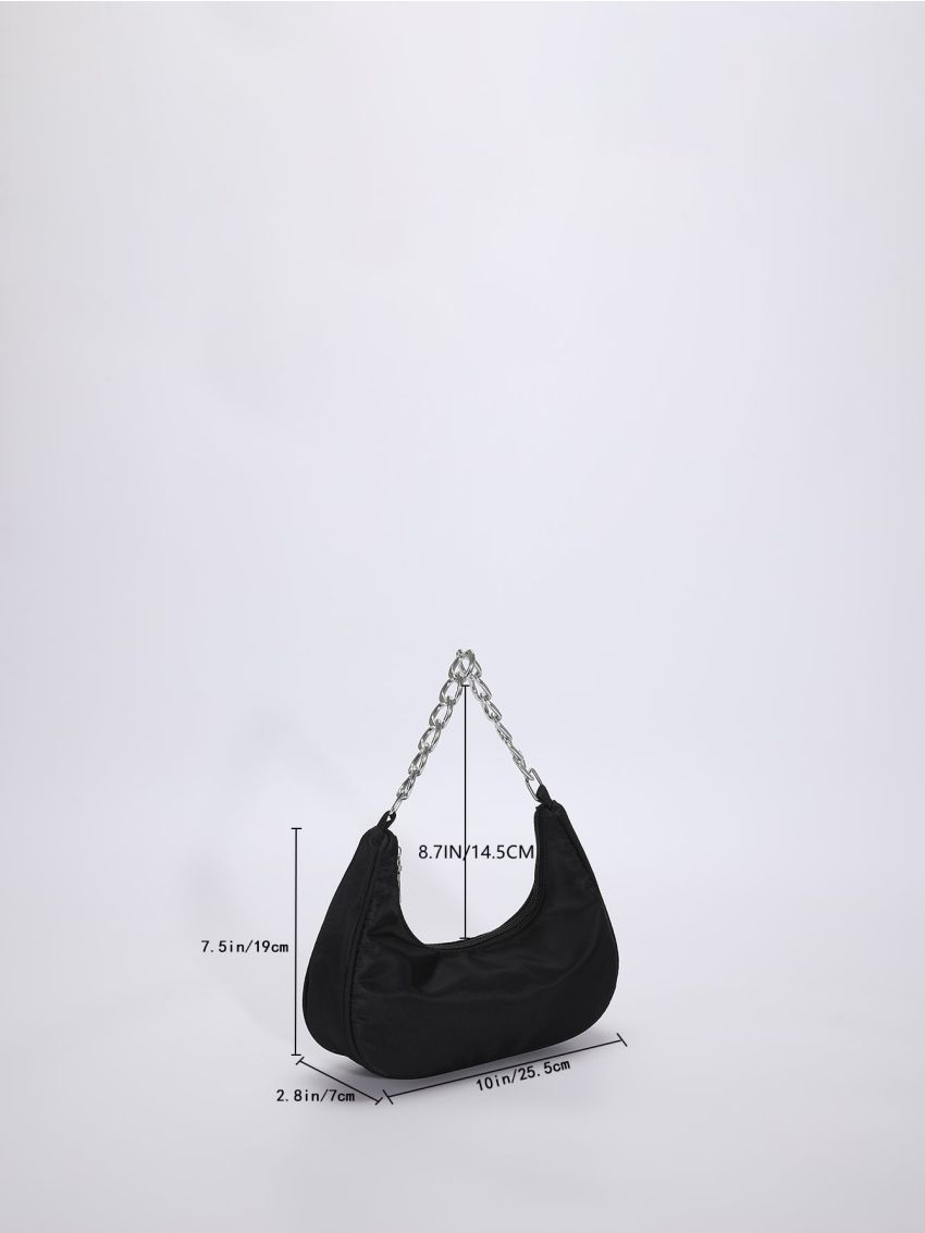 Metal Decor Chain Hobo Bag