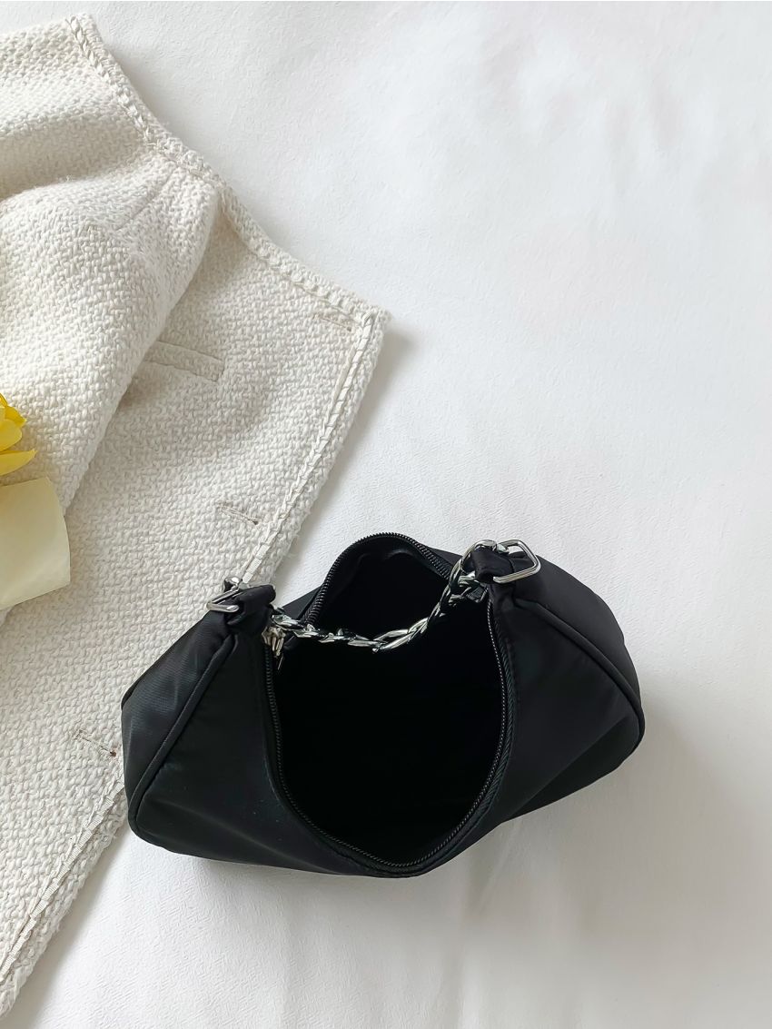 Metal Decor Chain Hobo Bag