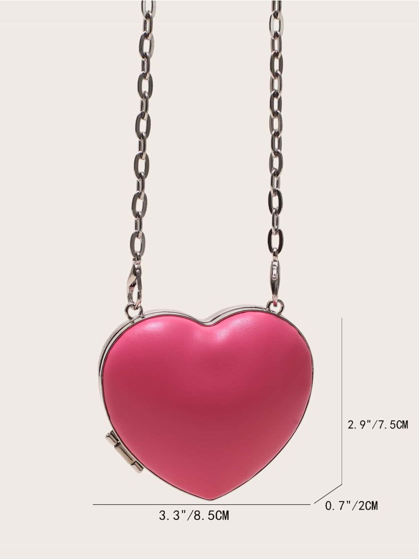 Mini Neon-Pink Heart Design Chain Novelty Bag