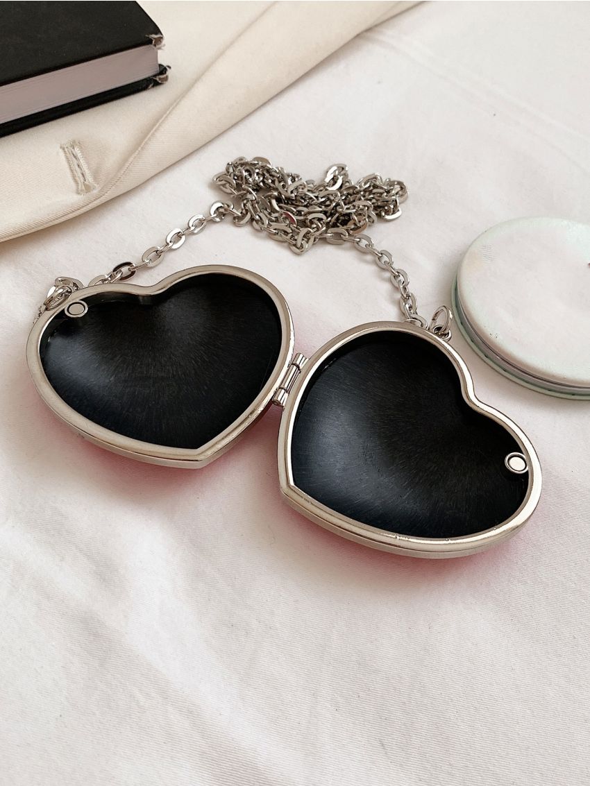 Mini Neon-Pink Heart Design Chain Novelty Bag