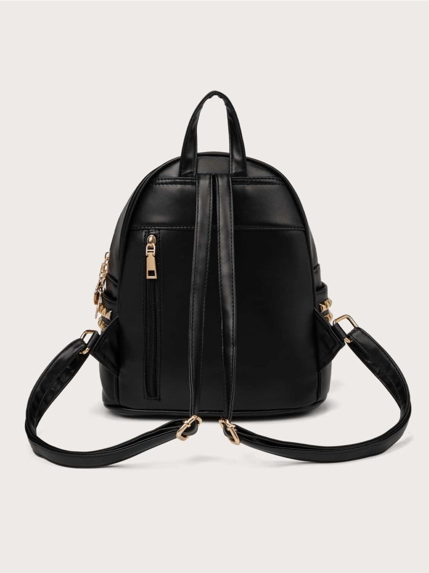 Letter Patch Decor Functional Backpack With Pom Pom Bag Charm, Mothers Day Gift For Mom