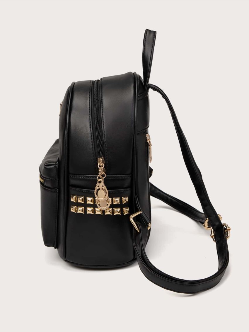 Letter Patch Decor Functional Backpack With Pom Pom Bag Charm, Mothers Day Gift For Mom