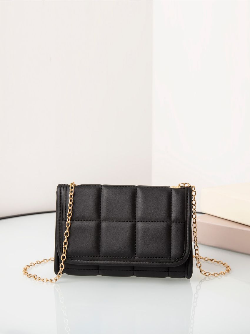 Mini Geometric Quilted Chain Crossbody Bag