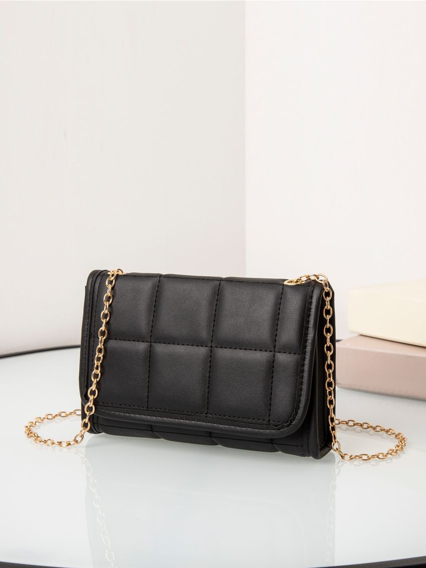 Mini Geometric Quilted Chain Crossbody Bag