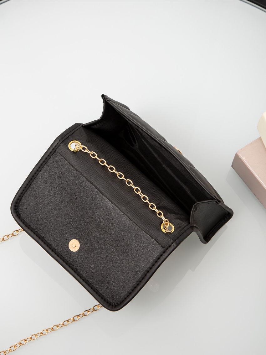 Mini Geometric Quilted Chain Crossbody Bag