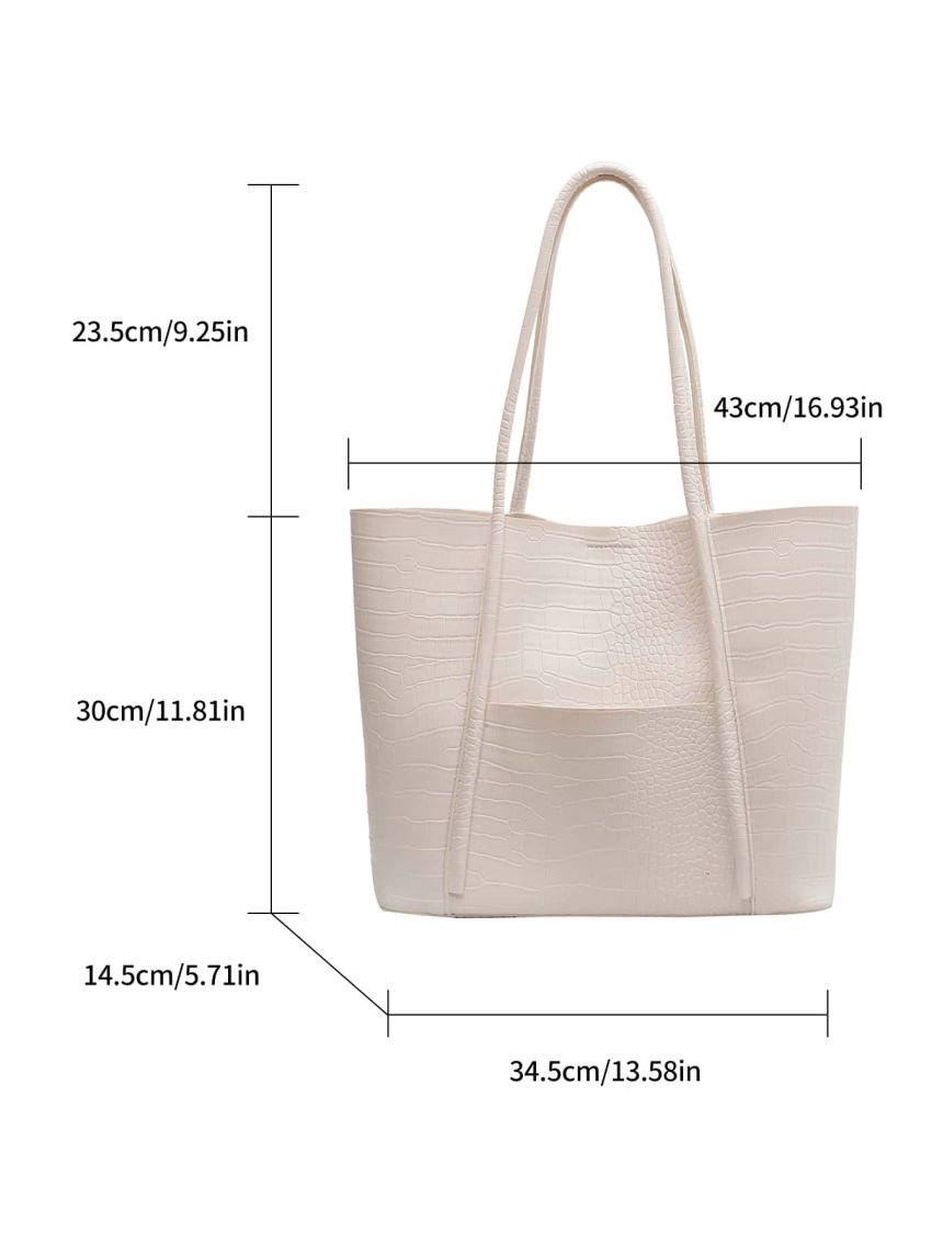 Crocodile Embossed Shoulder Tote Bag