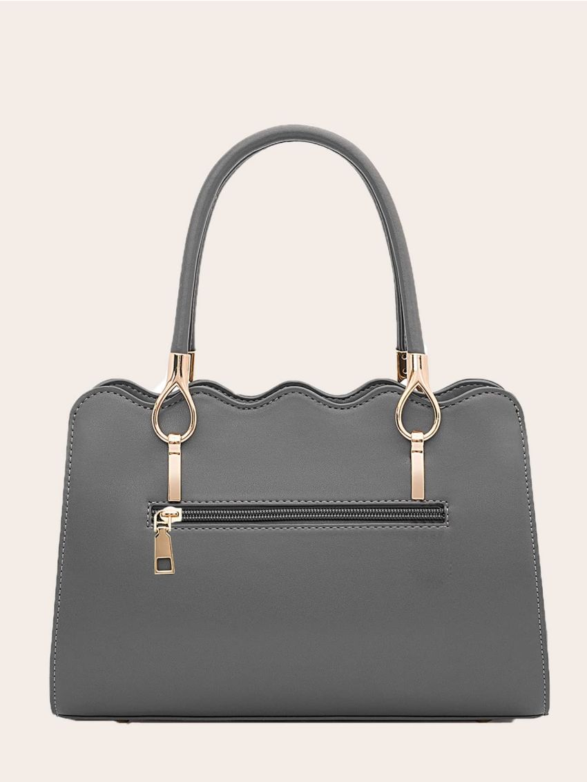 Letter Graphic Pom Pom Decor Square Bag