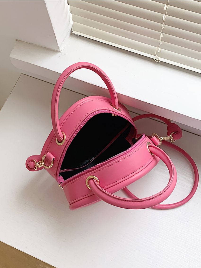 Mini Neon-Pink Double Handle Square Bag