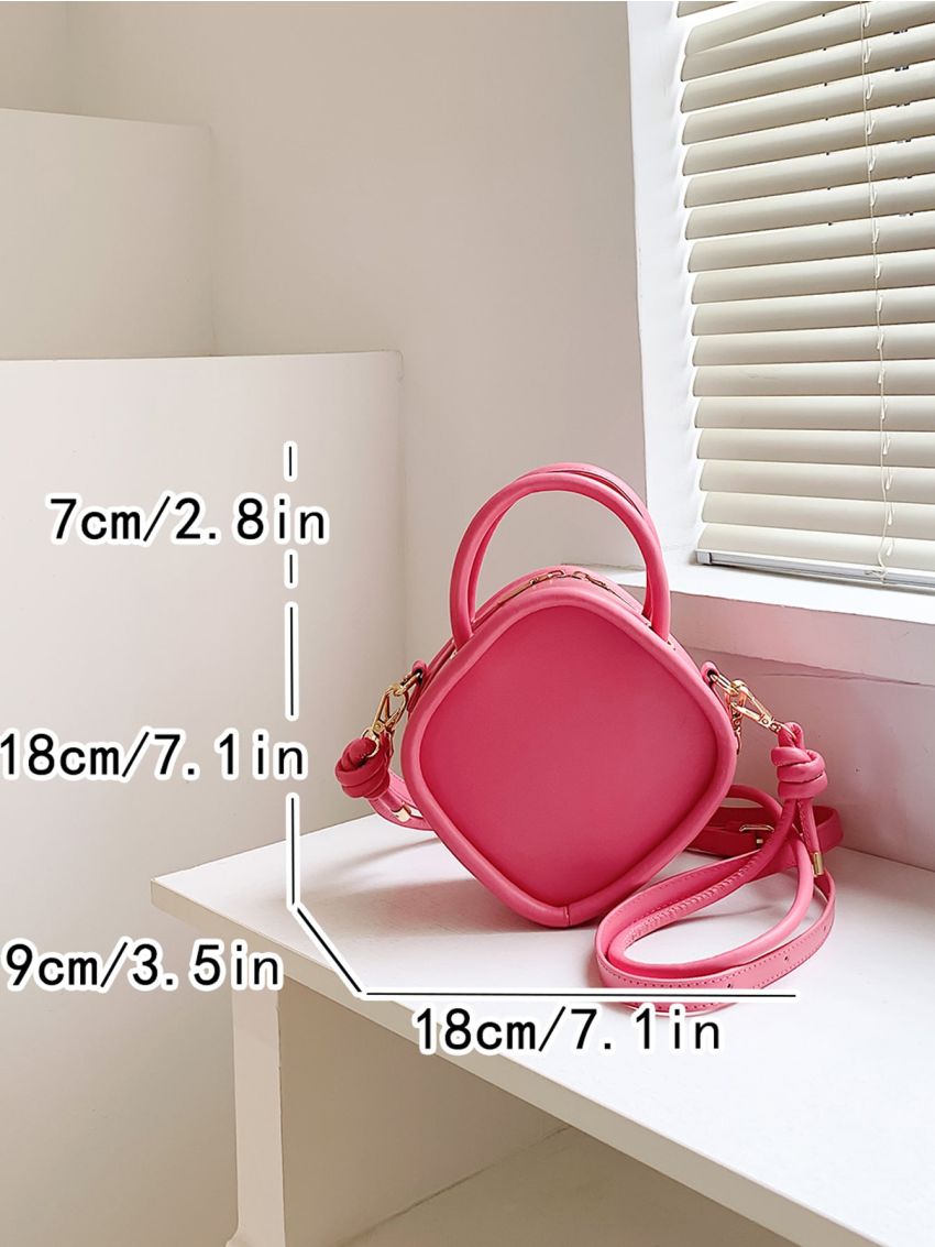 Mini Neon-Pink Double Handle Square Bag