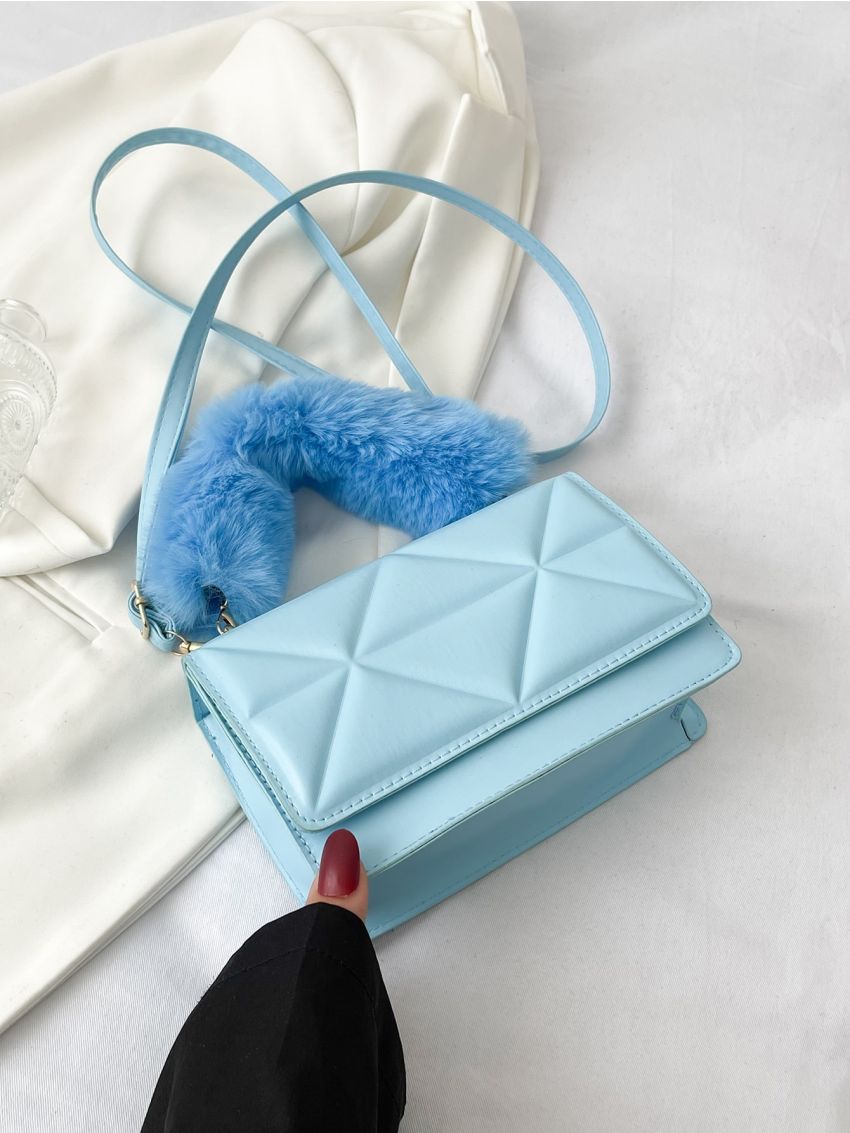 Mini Geometric Quilted Flap Square Bag